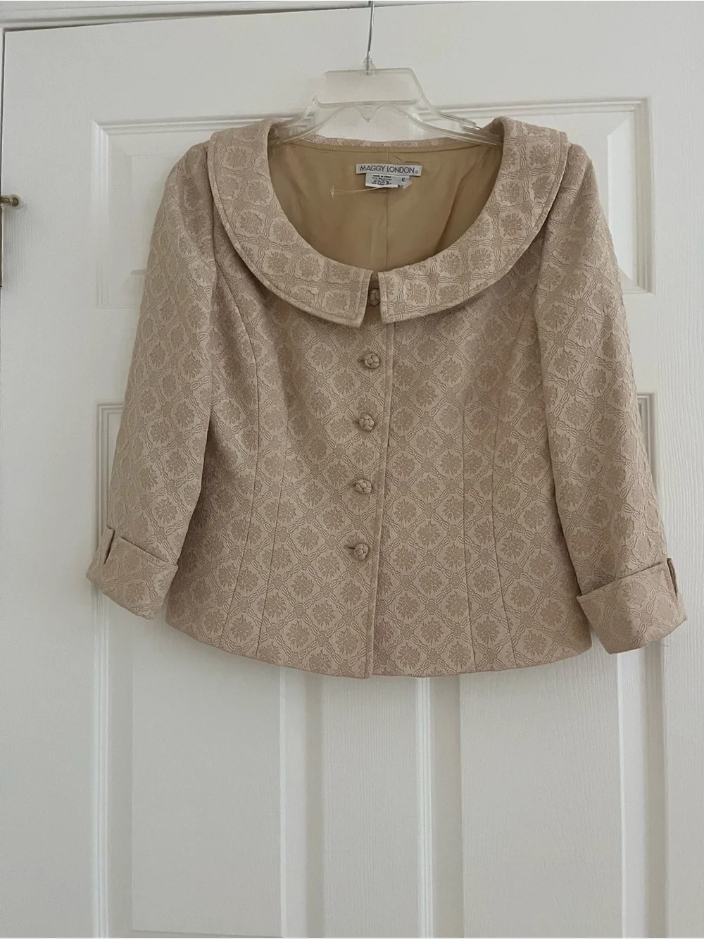 Vintage Maggy London Beige Jacquard Two-Piece Skirt Set - Picture 6 of 6